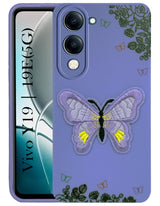 For Vivo Y19 | Vivo Y19e | Vivo T4 Lite Back Cover Case (Soft Butterfly Embroidery | Women Teen Girls | Camera Protection| Matte Silicone)