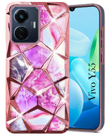 For Vivo Y55 4G Back Cover Case (Dual Design Glitter Sparkle and Detachable Diamond Print Case | Soft and Flexible)