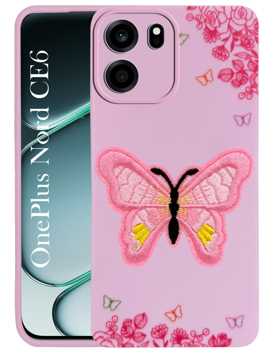 For Oneplus Nord CE 6 Back Cover Case (Soft Butterfly Embroidery | Women Teen Girls | Camera Protection| Matte Silicone)