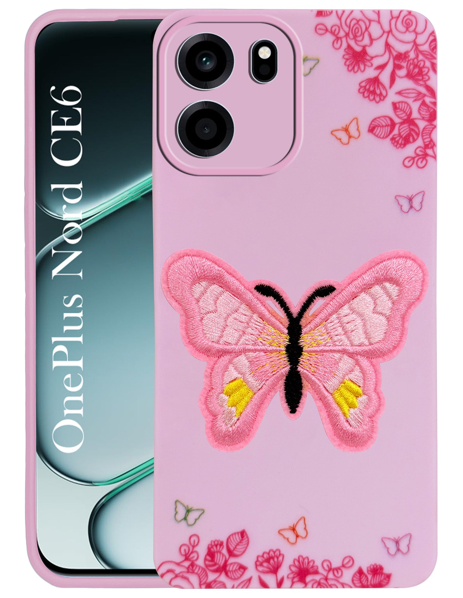 For Oneplus Nord CE 6 Back Cover Case (Soft Butterfly Embroidery | Women Teen Girls | Camera Protection| Matte Silicone)