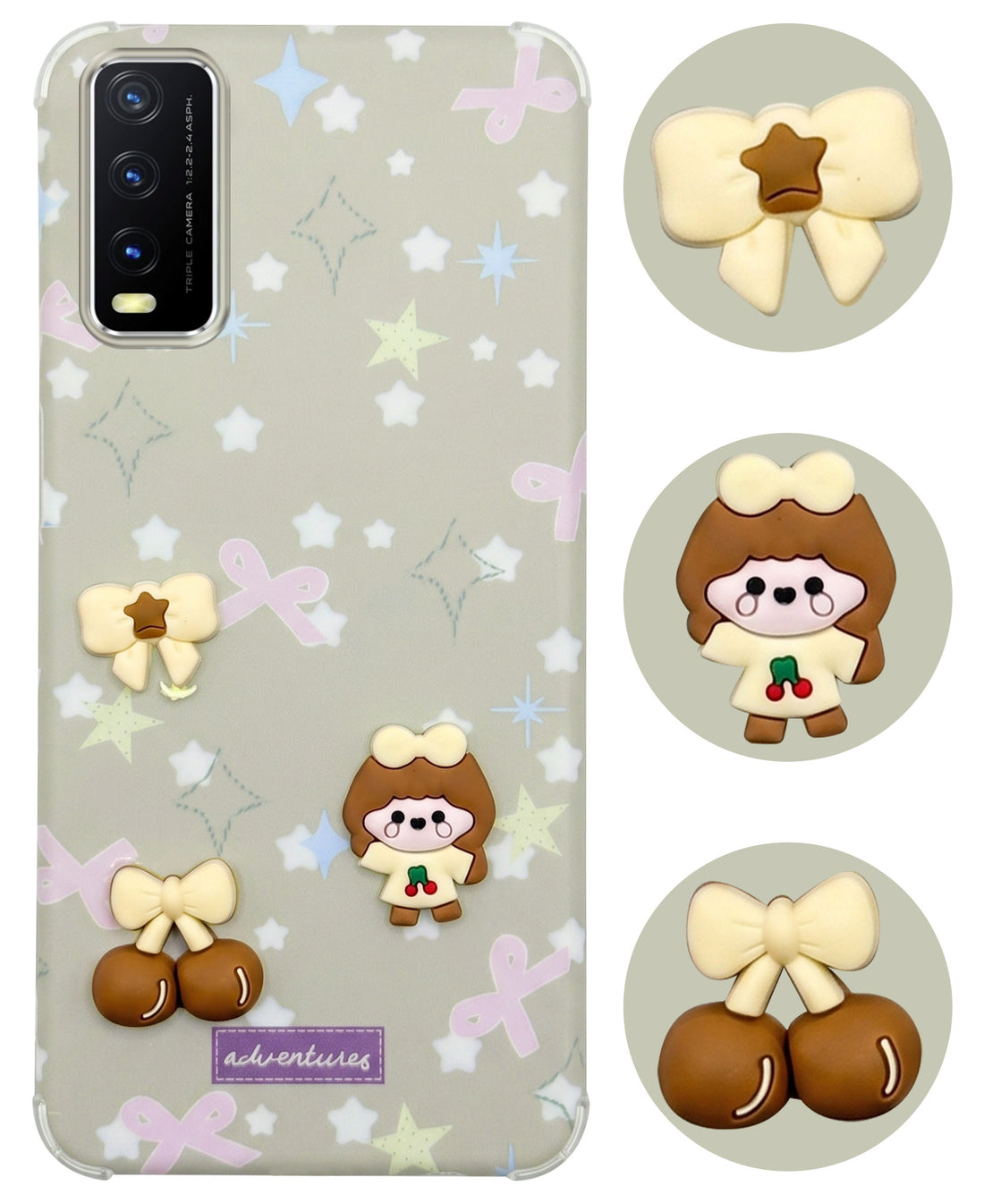 For Vivo Y20 | Y20i Back Cover Case (3D Cute Cartoons | Hard Back Side Soft | Matte Premium Finish | HD Printing)