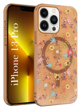 For Apple iPhone 13 Pro Back Cover Case  (Cute Floral Design | Flower Print for Girls | MagSafe Compatible Wireless Charging)