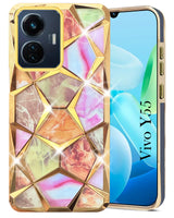 For Vivo Y55 4G Back Cover Case (Dual Design Glitter Sparkle and Detachable Diamond Print Case | Soft and Flexible)