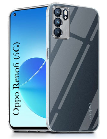 For Oppo Reno6 5G | Reno 6 5G Back Cover (Silicone Clear Shockproof Case with Camera Protection | Soft and Flexible | Transparent)