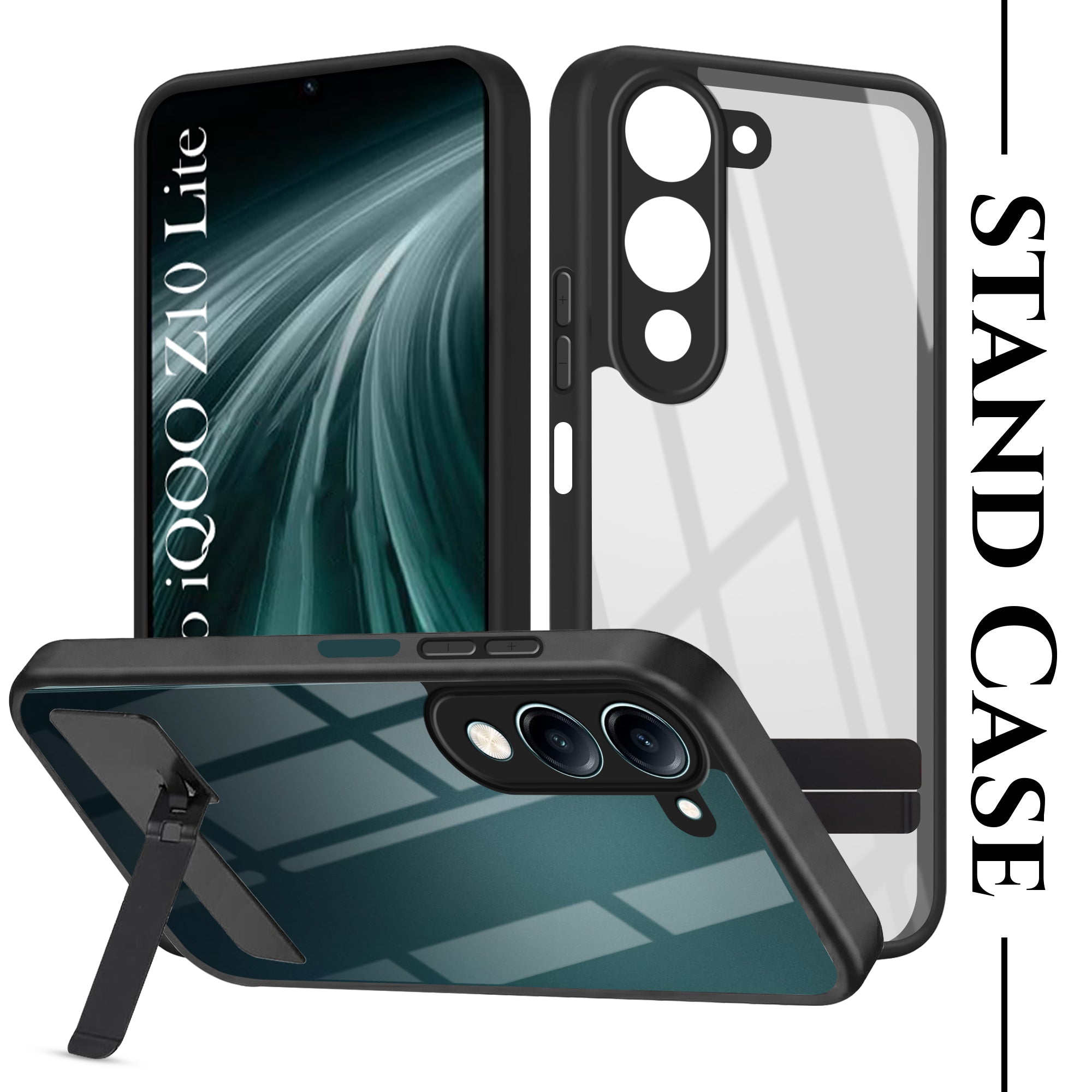 For Vivo iQOO Z10 Lite Back Cover Case (Built-in Stand | Lifetime Anti Yellow | Kickstand Shockproof | Camera Protection | MagSafe Compatible)