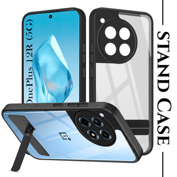 For OnePlus 12R 5G Back Cover Case (Built-in Stand | Lifetime Anti Yellow | Kickstand Shockproof | Camera Protection | MagSafe Compatible)