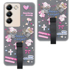 For Vivo Y200e Back Cover Case (3D Cute Heart Strap Holder | Camera Protection | Designer Girls Print)