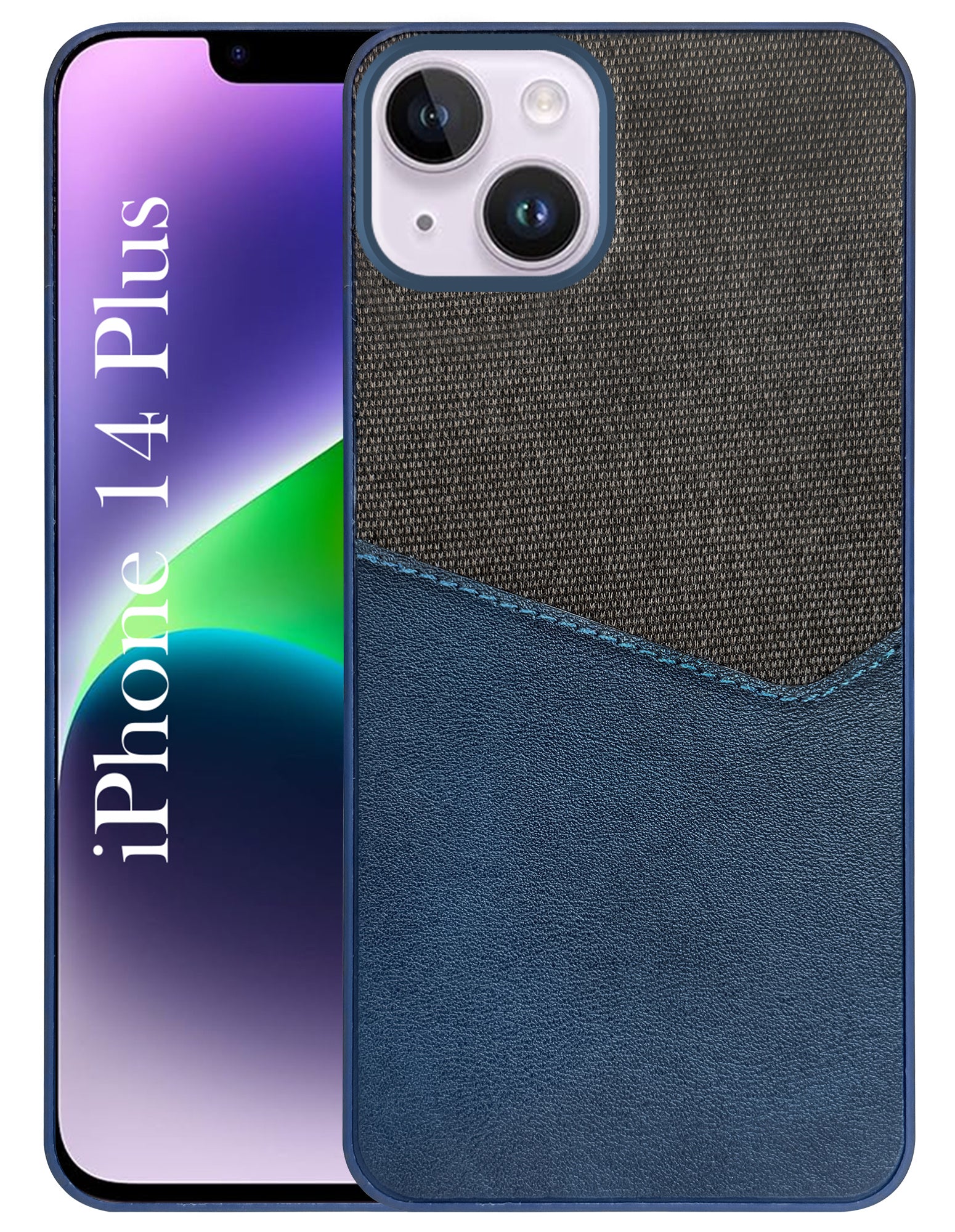 For Apple iPhone 14 Plus Back Cover Case (Dual PU Leather Stitch | Professional Minimalist | Soft and Flexible)