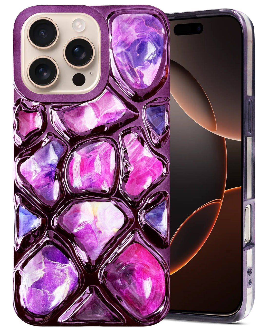 For Apple iPhone 16 Pro Max Back Cover Case ( Dual Design Glitter Sparkle and Detachable Diamond Print Case | Soft and Flexible)