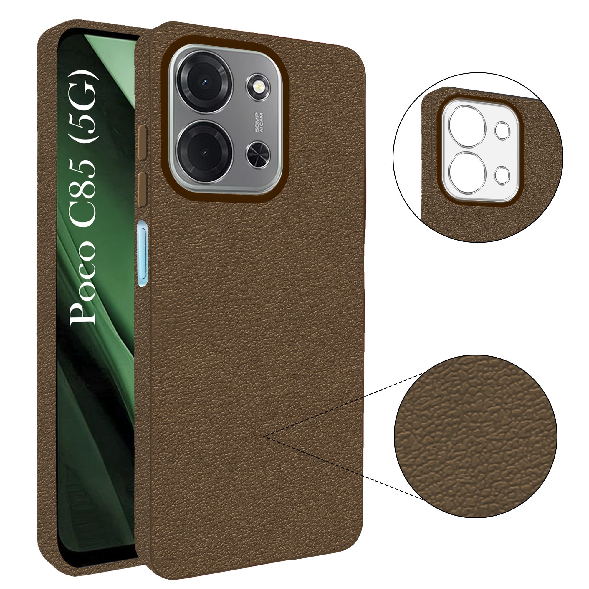 For Poco C85 5G Back Cover Case Silicone (Glass Like Camera Protection | Leather Feel | Minimalist Professional Grip)