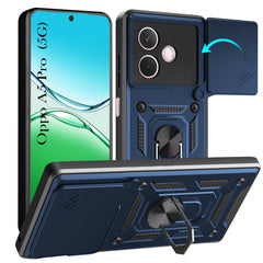 For Oppo A5 Pro Back Cover Case Hybrid Armor (Sliding Shutter Camera Protection | Polycarbonate |Ring Holder Kickstand)