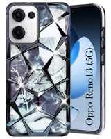 For Oppo Reno13 | Oppo Reno 13 Back Cover Case Girls (Dual Design Glitter Sparkle and Detachable Diamond Print Case | Soft and Flexible)