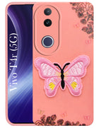 For Vivo T4R Back Cover Case (Soft Butterfly Embroidery | Women Teen Girls | Camera Protection| Matte Silicone)