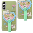 For Samsung Galaxy A14 4G | 5G Back Cover Case (3D Cute Heart Strap Holder | Camera Protection | Designer Girls Print)