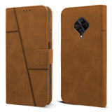 For Vivo S1 Pro Flip Cover Case (Stitched Leather with Magnetic Closure)