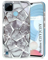 For Realme C21Y | C25Y Back Cover Case ( Dual Design Glitter Sparkle and Detachable Diamond Print Case | Soft and Flexible)