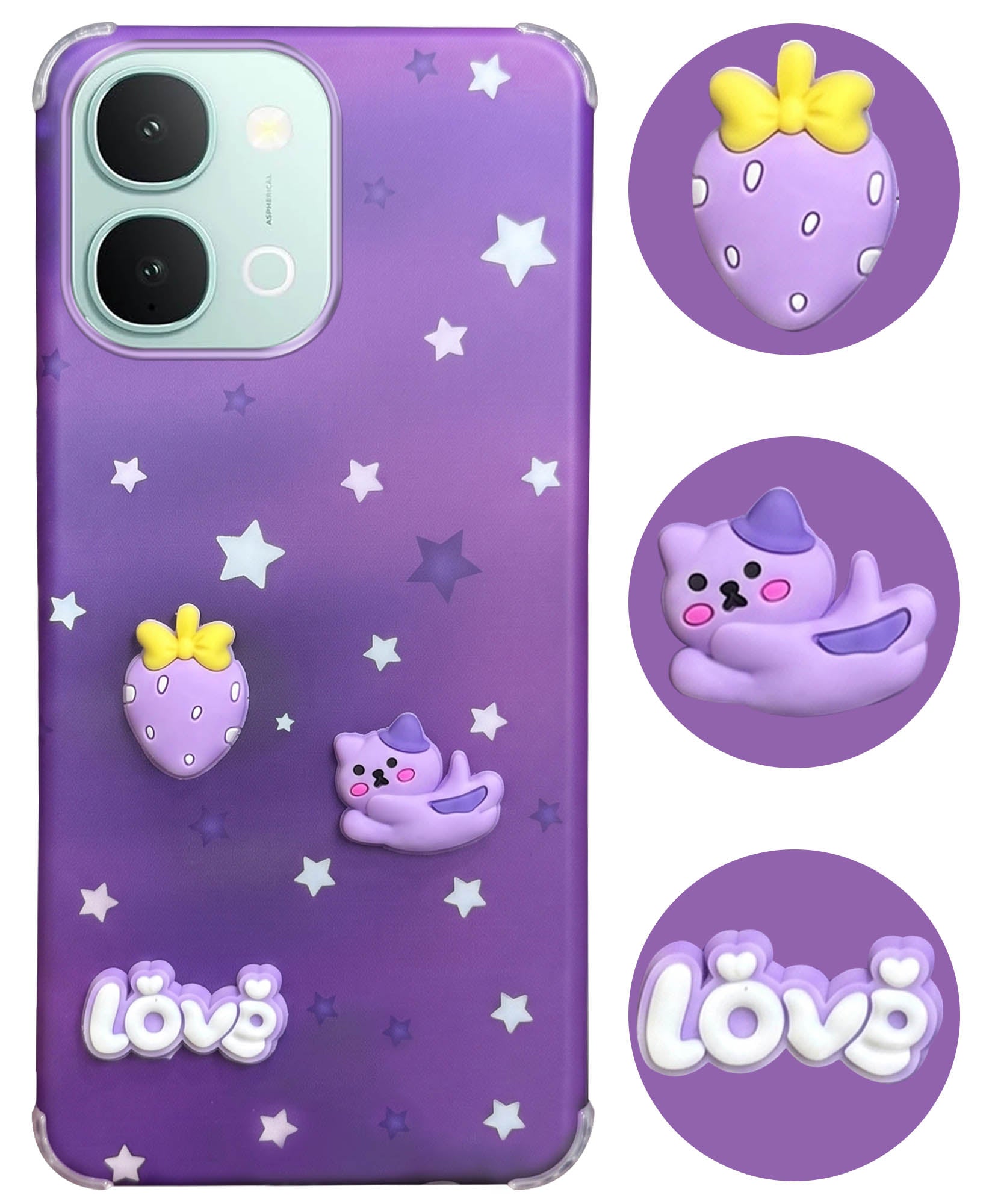 For Vivo iQOO Z11x 5G Back Cover Case (3D Cute Cartoons | Hard Back Side Soft | Matte Premium Finish | HD Printing)