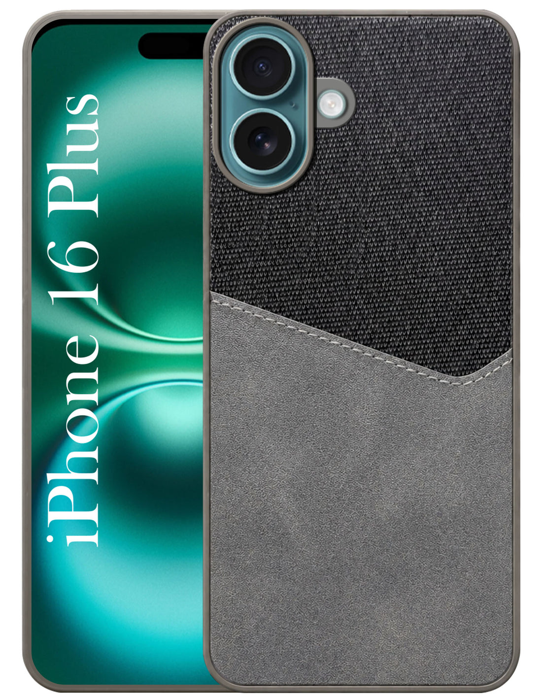 For Apple iPhone 16 Plus Back Cover Case (Dual PU Leather Stitch | Professional Minimalist | Soft and Flexible)