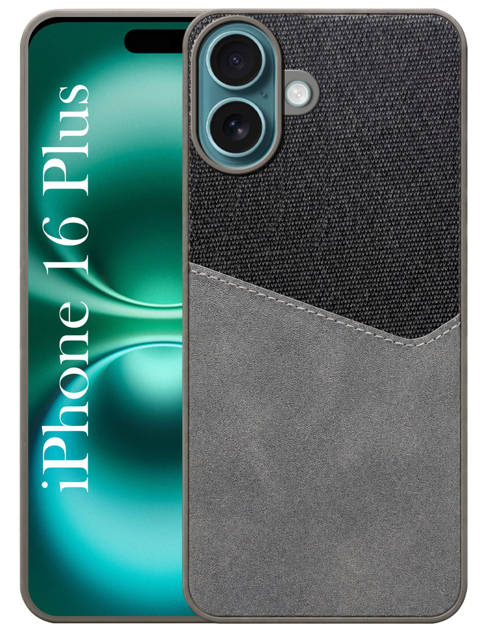 For Apple iPhone 16 Plus Back Cover Case (Dual PU Leather Stitch | Professional Minimalist | Soft and Flexible)