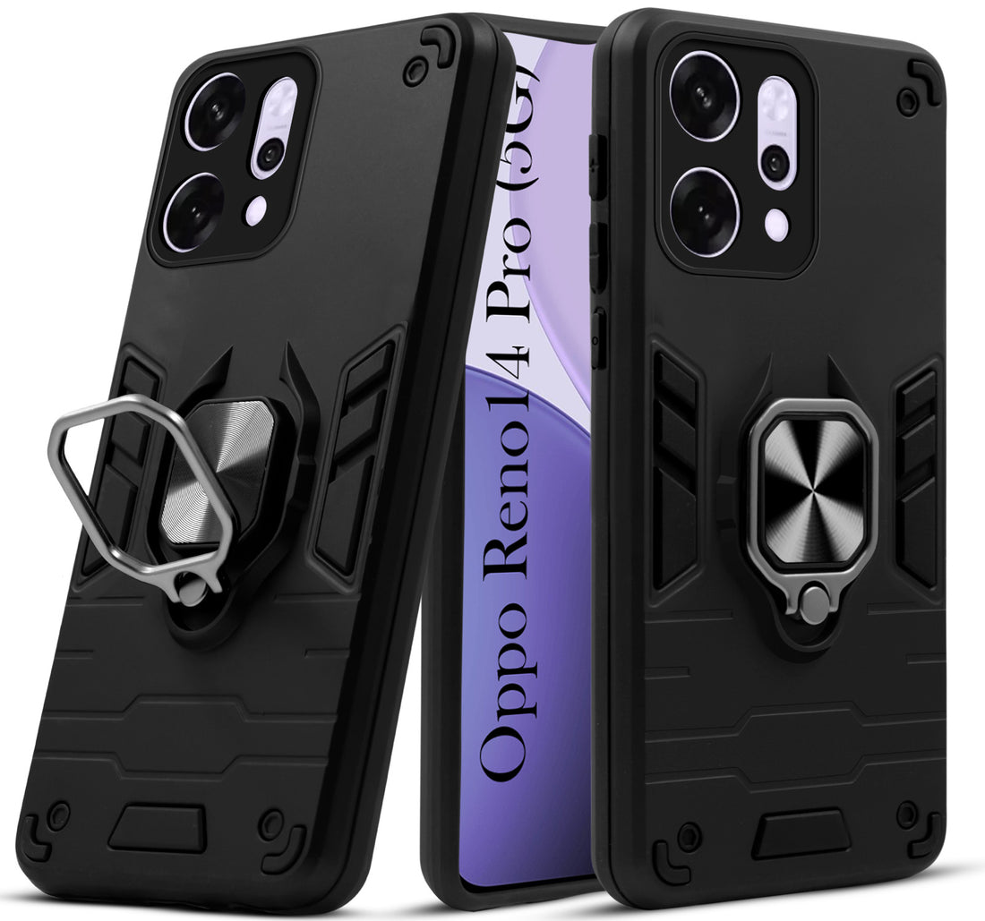 For Oppo Reno14 Pro 5G | Oppo Reno 14 Pro 5G  Back Cover Case (Shockproof Dual Layer Polycarbonate |Ring Holder Kickstand)