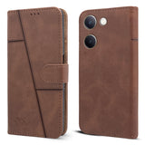 For Vivo Y300 Plus Flip Cover Case ( Stitched Leather with Magnetic Closure)