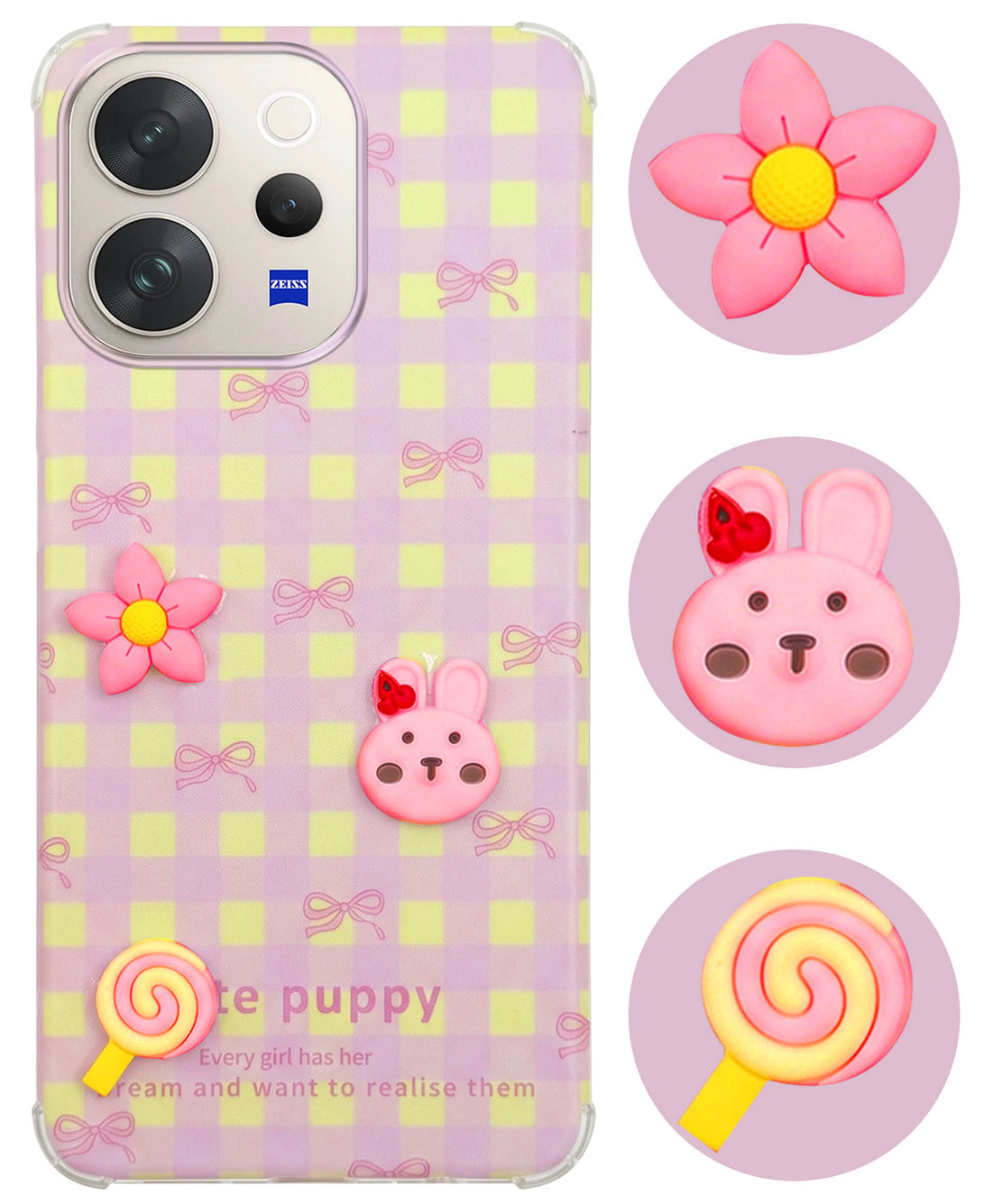 For Vivo V70 | Vivo V70 Elite 5G Back Cover Case (3D Cute Cartoons | Hard Back Side Soft | Matte Premium Finish | HD Printing)