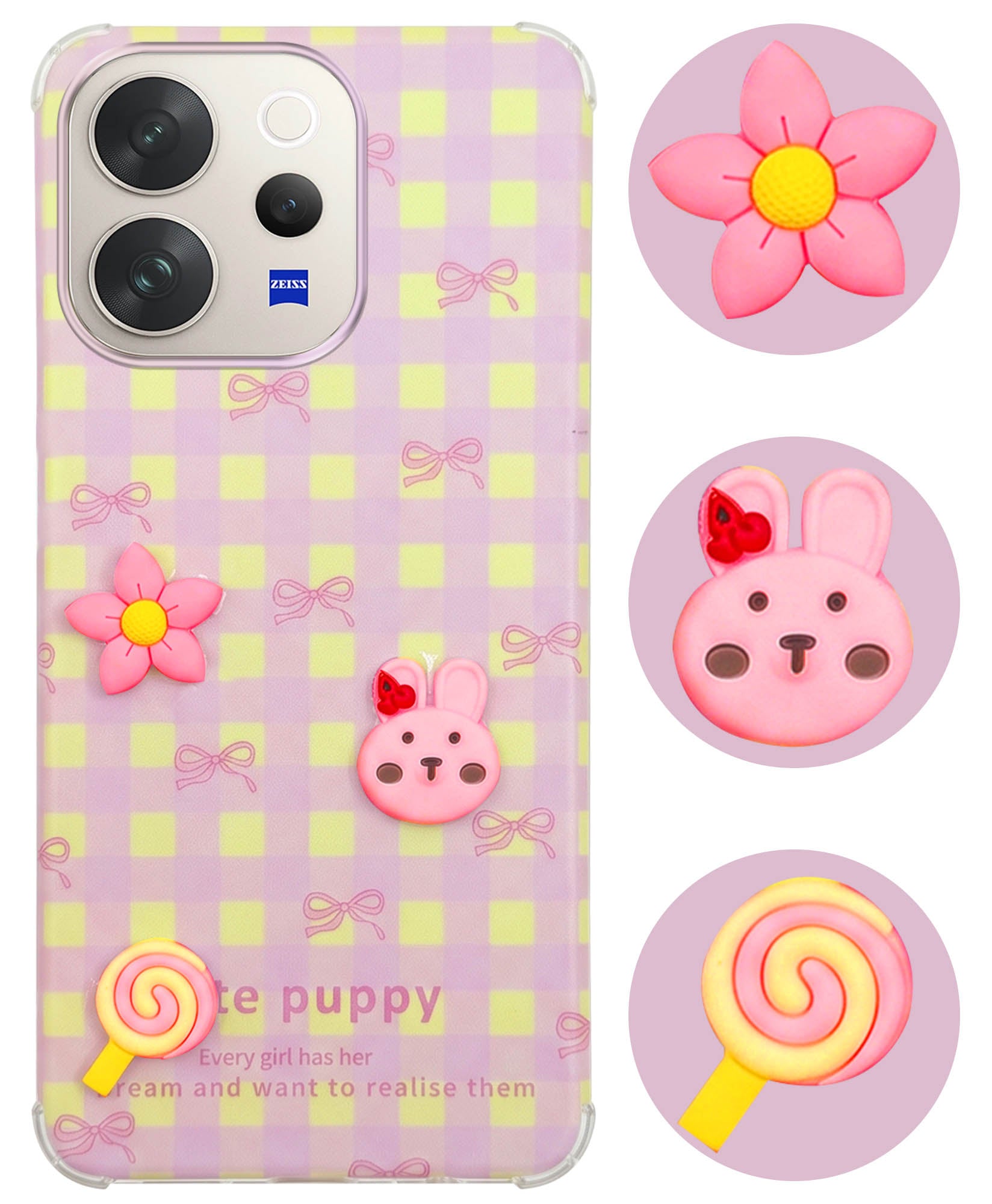 For Vivo V70 | Vivo V70 Elite 5G Back Cover Case (3D Cute Cartoons | Hard Back Side Soft | Matte Premium Finish | HD Printing)