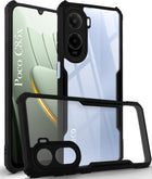 For Poco C85x 5G Back Cover Case Hybrid (Shockproof with Polycarbonate Clear Panel | Professional Black)