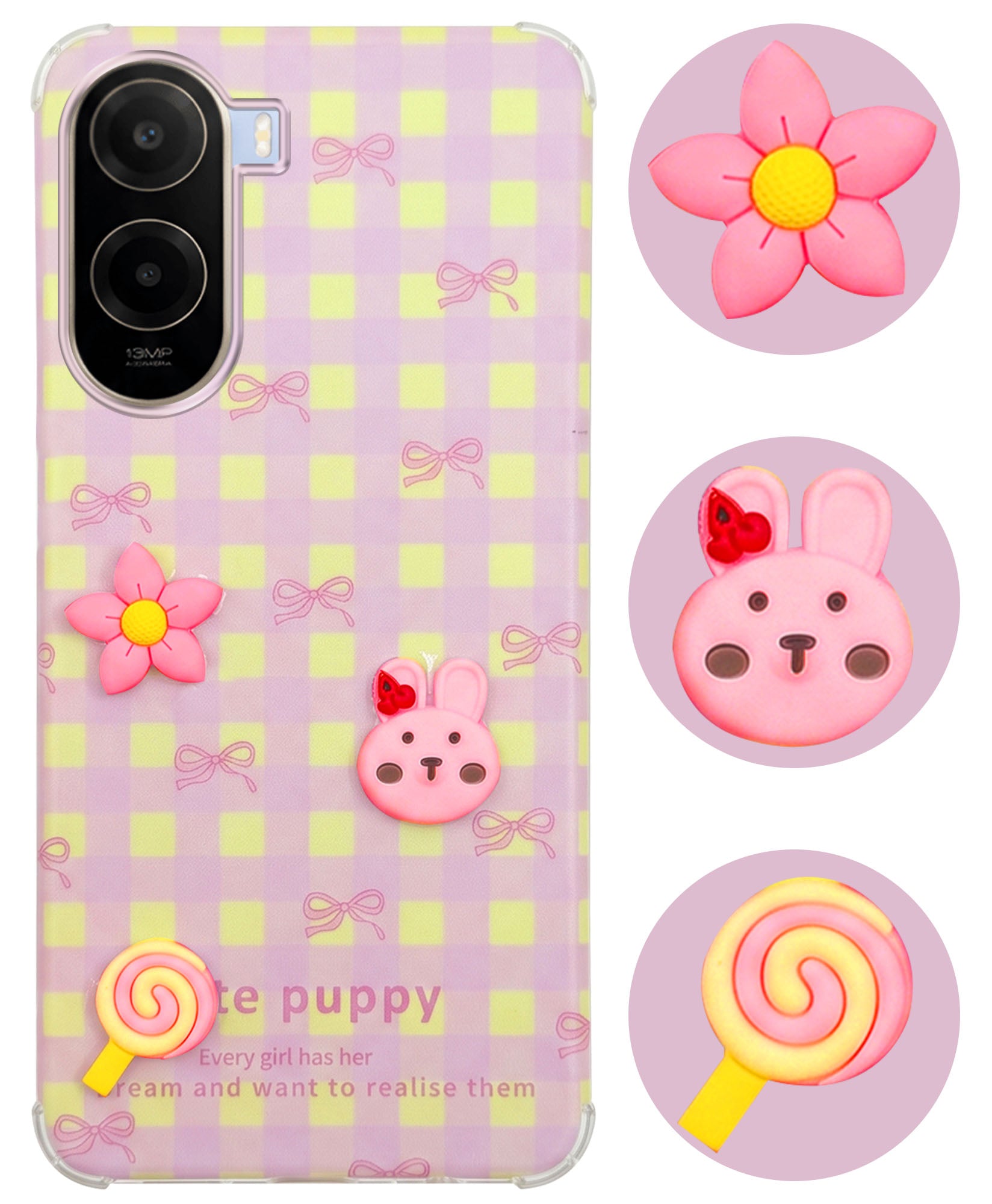 For Poco C81 5G Back Cover Case (3D Cute Cartoons | Hard Back Side Soft | Matte Premium Finish | HD Printing)