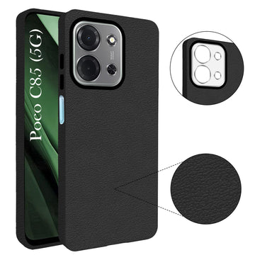 For Poco C85 5G Back Cover Case Silicone (Glass Like Camera Protection | Leather Feel | Minimalist Professional Grip)