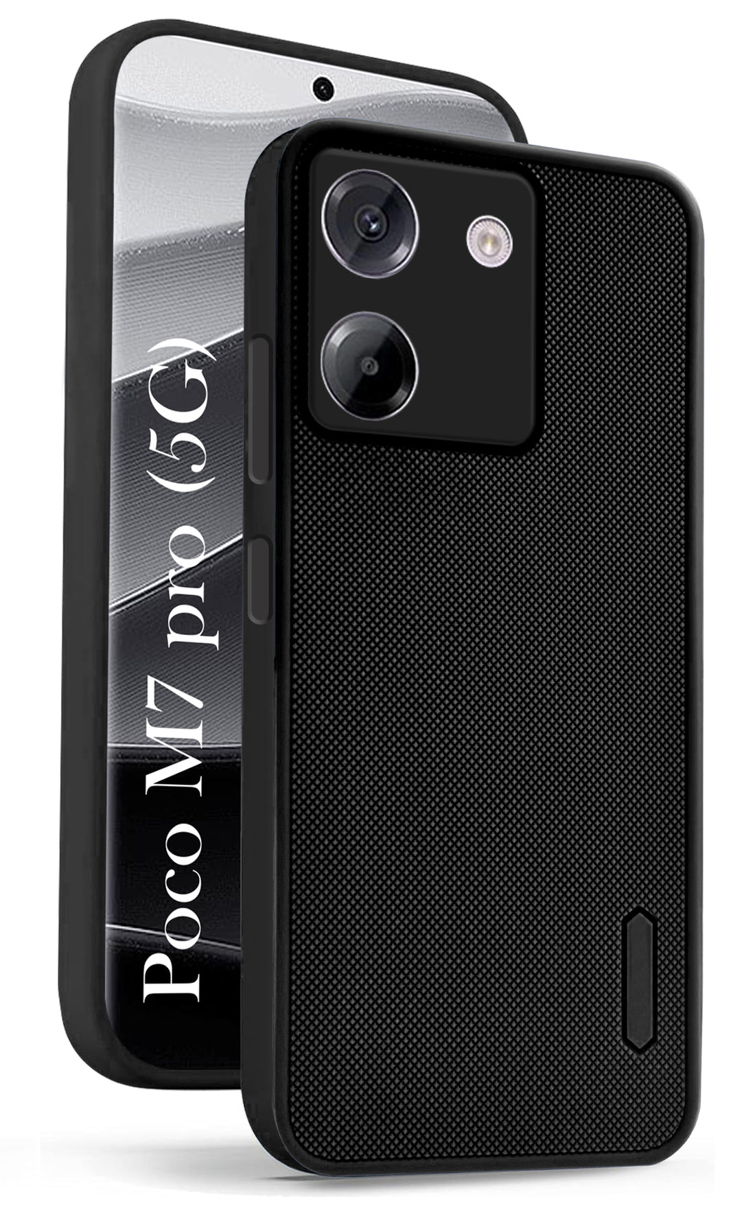 For Poco M7 pro 5G Back Cover Case (Textured Grip Design | Micro-Fiber Cloth Inside | Slim and Light Weight | Soft Touch and Feel | Black)