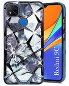 For Redmi 9C Back Cover Case (Dual Design Glitter Sparkle and Detachable Diamond Print Case | Soft and Flexible)