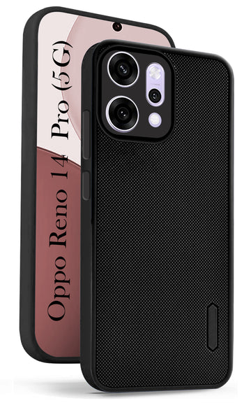 For Oppo Reno14 Pro 5G | Oppo Reno 14 Pro 5G Back Cover Case (Textured Grip Design | Micro-Fiber Cloth Inside | Slim and Light Weight | Soft Touch and Feel | Black)
