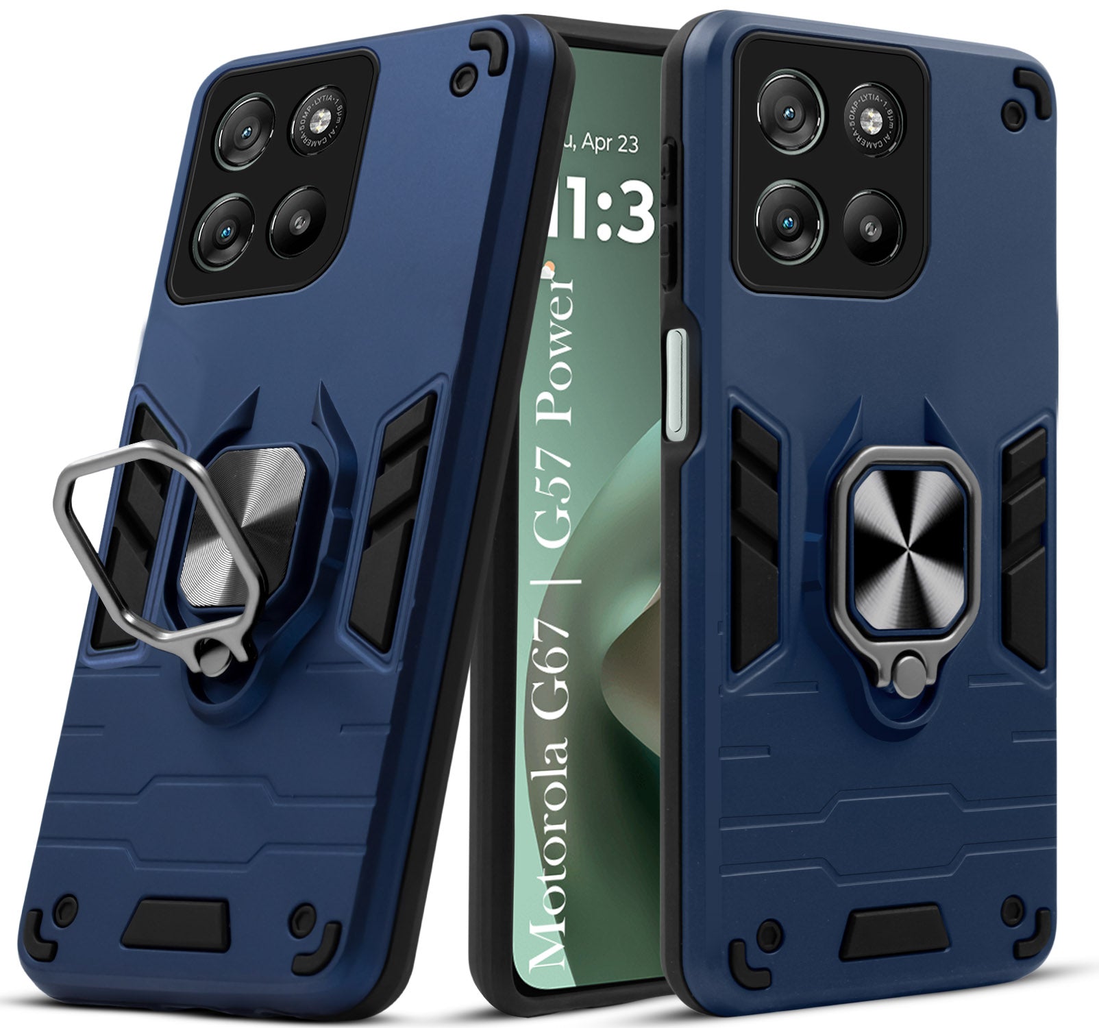 For Motorola Moto G67 Power | G57 Power Back Cover Case Hybrid Armor (Shockproof Dual Layer Polycarbonate |Ring Holder Kickstand)