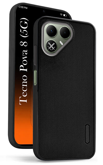 For Tecno Pova 8 Back Cover Case Rubberised (Textured Grip Design | Micro-Fiber Cloth Inside | Slim and Light Weight | Soft Touch and Feel)