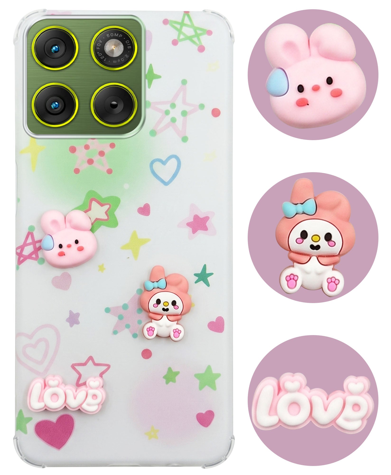 For Motorola Moto Edge 70 Back Cover Case (3D Cute Cartoons | Hard Back Side Soft | Matte Premium Finish | HD Printing)