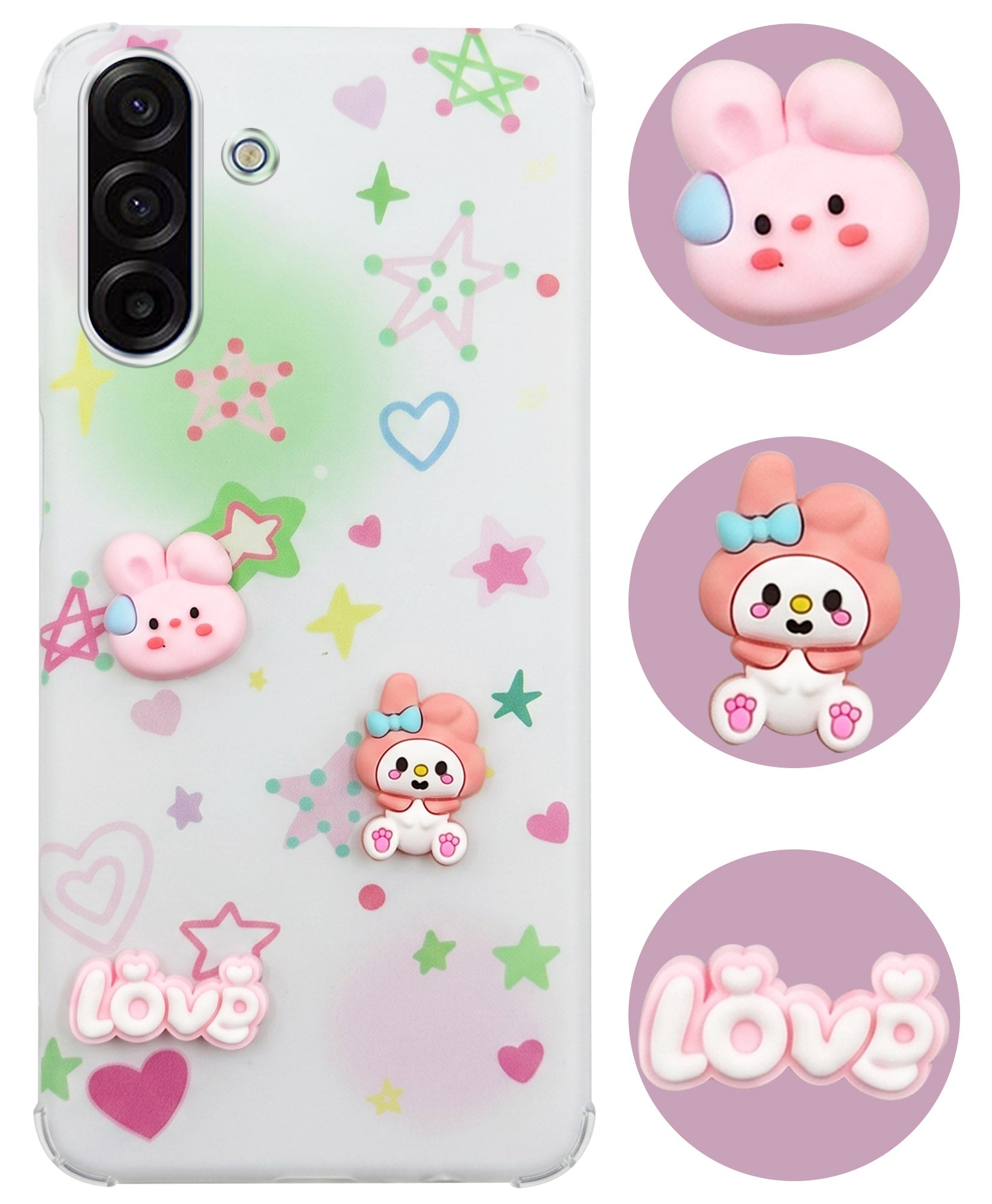 For Samsung Galaxy A17 | Samsung F17 | Samsung M17 5G Back Cover Case (3D Cute Cartoons | Hard Back Side Soft | Matte Premium Finish | HD Printing)