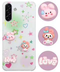For Samsung Galaxy A17 | Samsung F17 | Samsung M17 5G Back Cover Case (3D Cute Cartoons | Hard Back Side Soft | Matte Premium Finish | HD Printing)