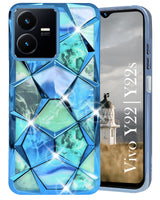 For VIVO Y22 | VIVO Y22s Back Cover Case (Dual Design Glitter Sparkle and Detachable Diamond Print Case | Soft and Flexible)