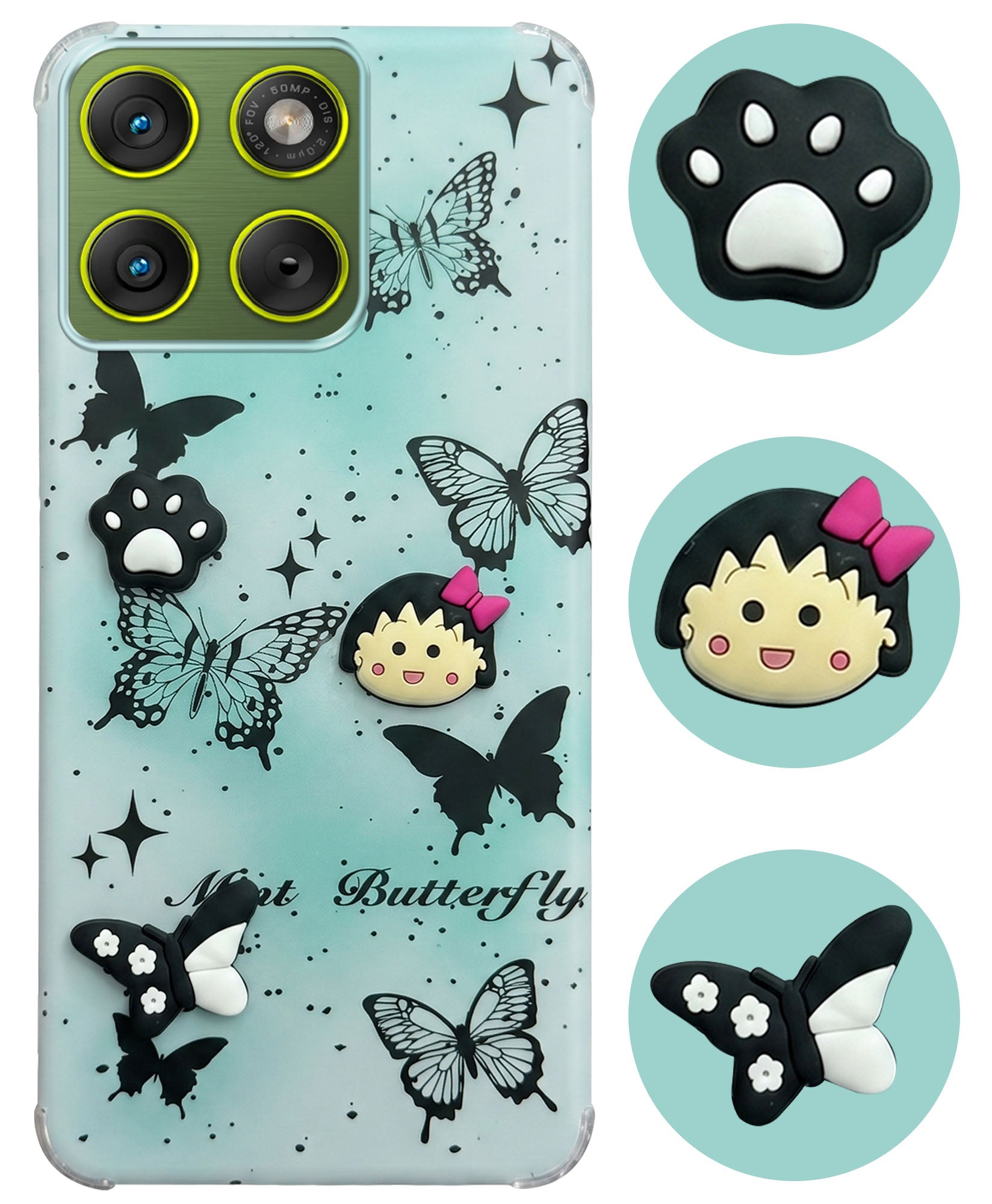 For Motorola Moto Edge 70 Back Cover Case (3D Cute Cartoons | Hard Back Side Soft | Matte Premium Finish | HD Printing)