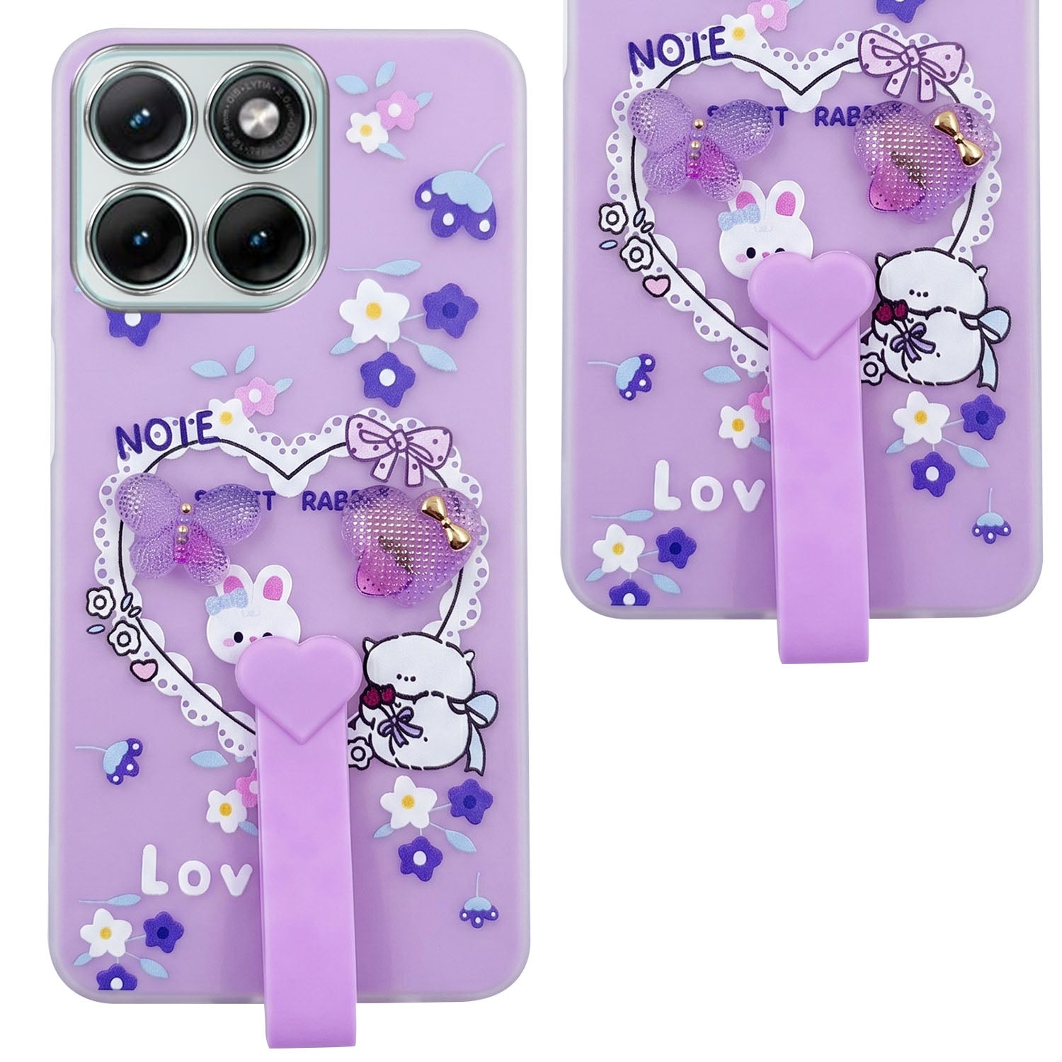 For Motorola Moto Edge 70 Fusion Back Cover Case (3D Cute Heart Strap Holder | Camera Protection | Designer Girls Print)