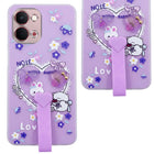 For Vivo Y51 Pro 5G | Vivo T5x Back Cover Case (3D Cute Heart Strap Holder | Camera Protection | Designer Girls Print)