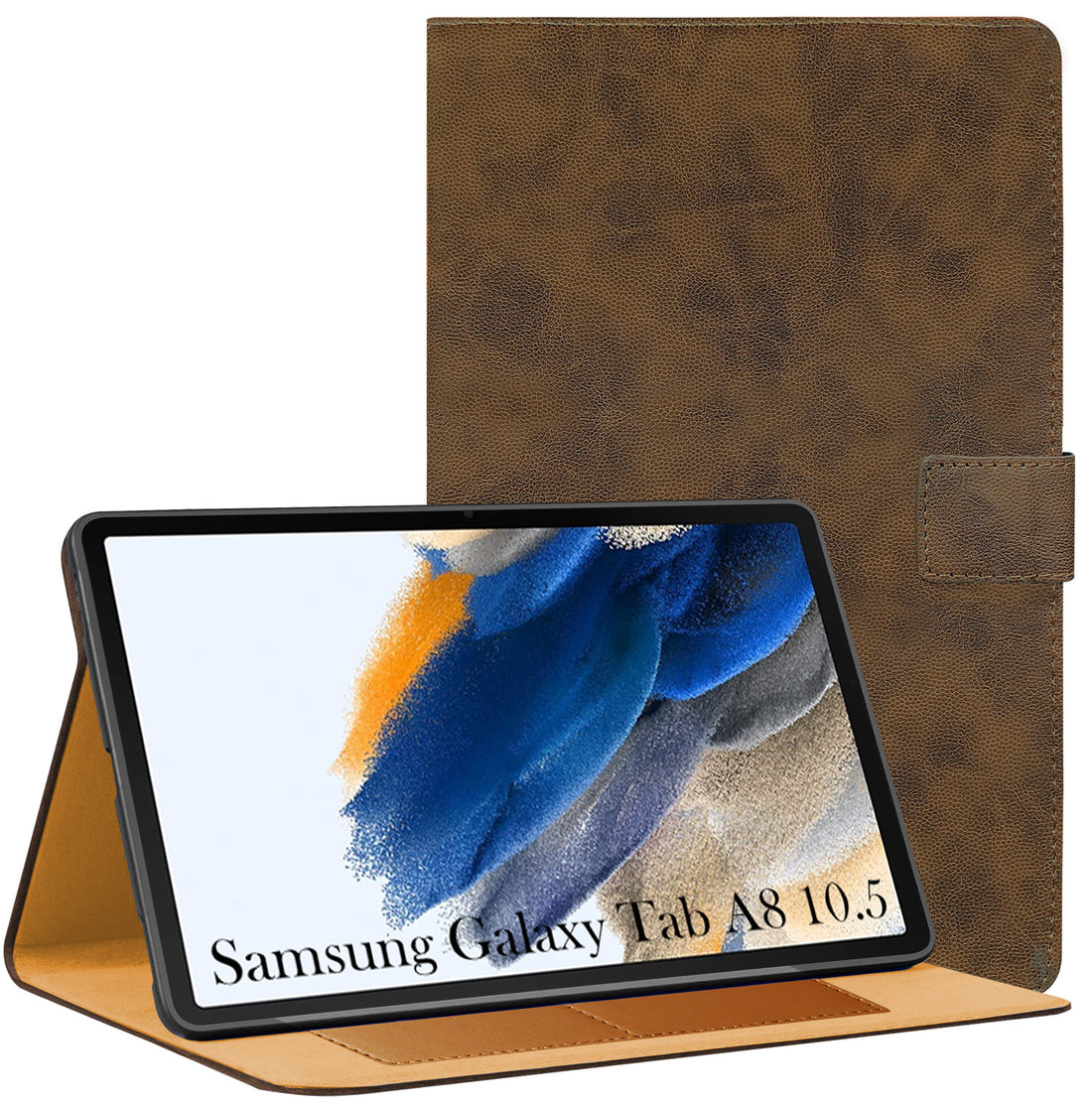 For Samsung Galaxy Tab A8 10.5 Inch SM-X200/X205 Flip Cover Folio Cover (PU Leather | Multi-Angle Smart Stand | Card Storage Slots | Silicone Back Pouch)