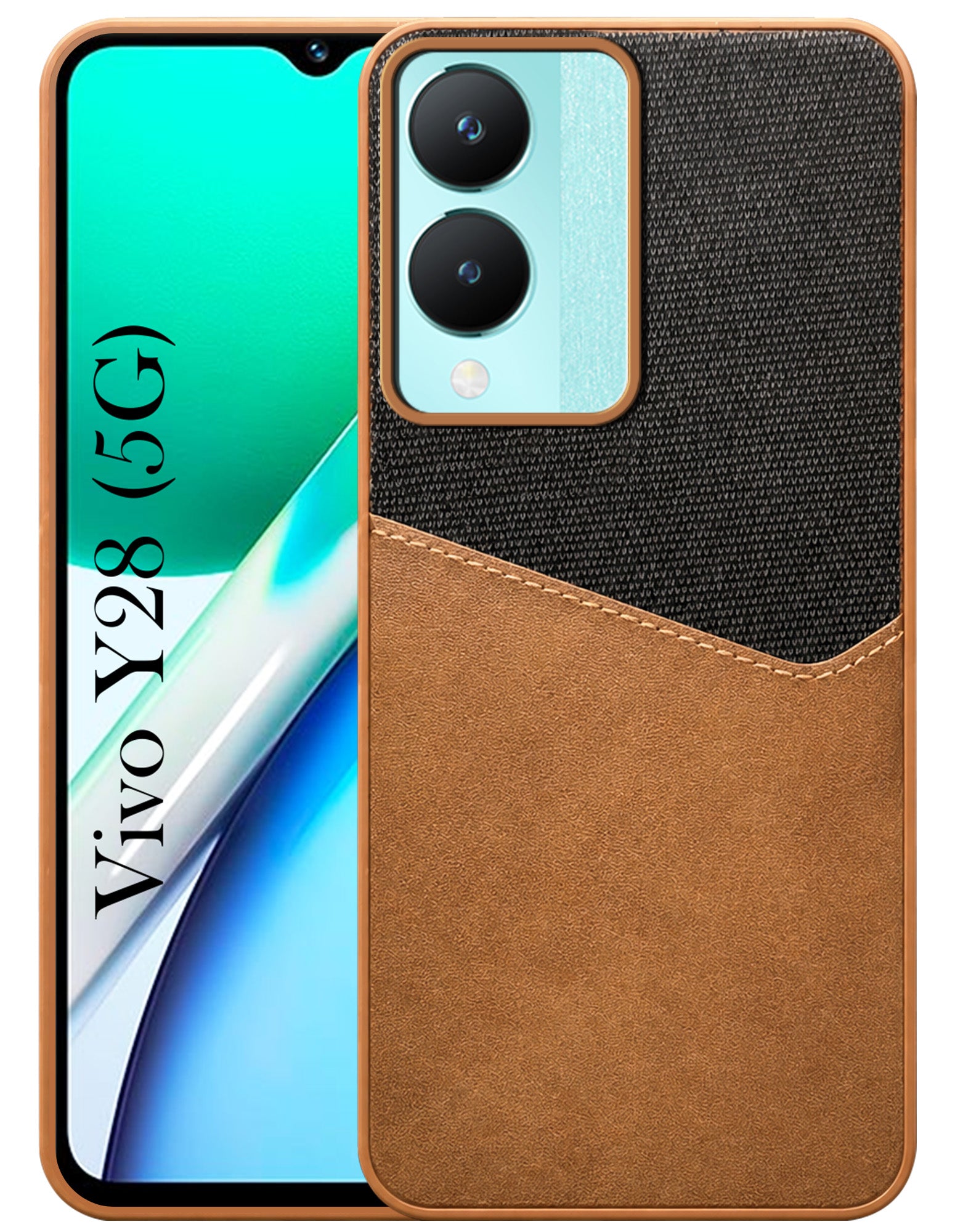 For Vivo Y28 5G Back Cover Case (Dual PU Leather Stitch | Professional Minimalist | Soft and Flexible)