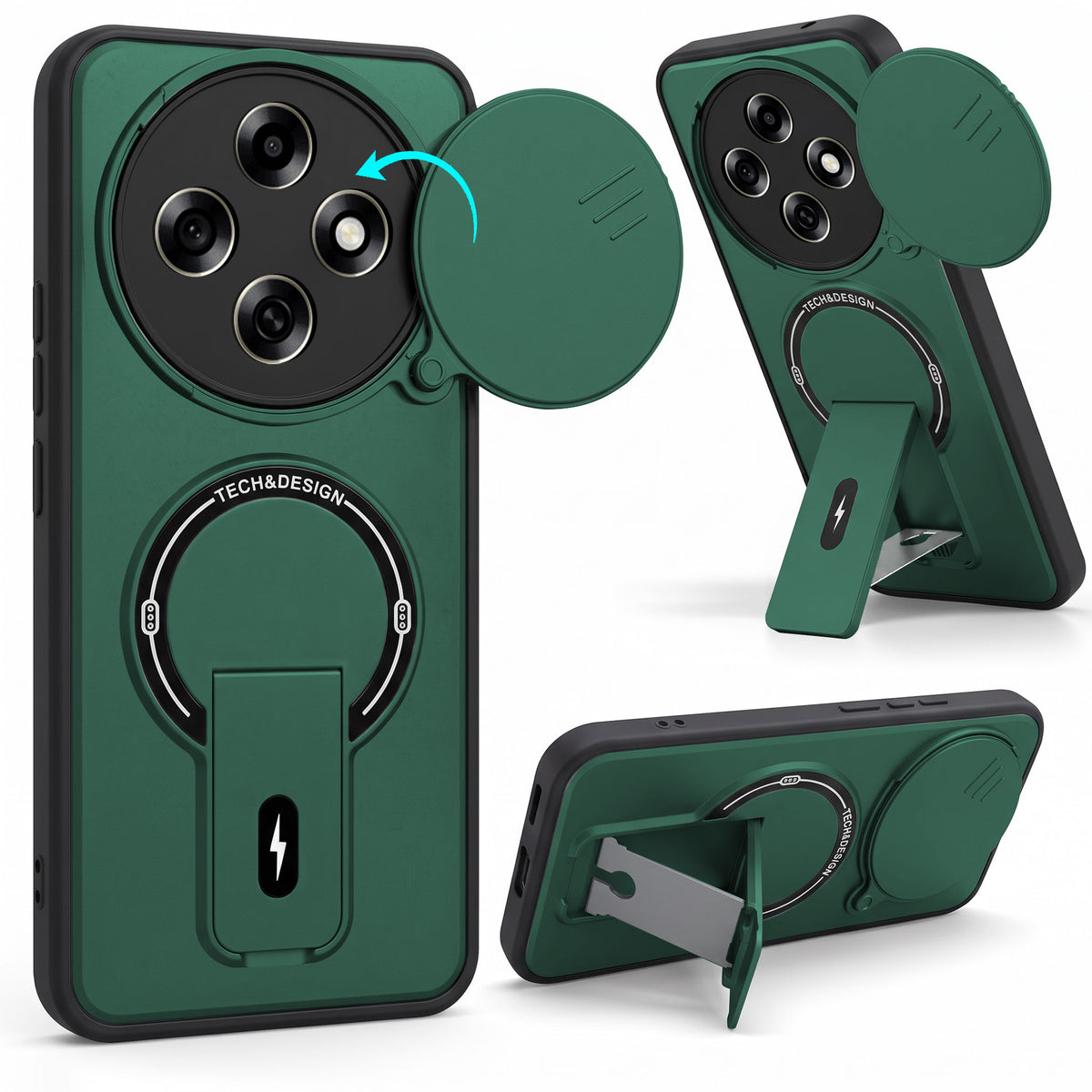 For Oppo F31 Pro Back Case Cover Metallic (Hybrid Armor Kickstand | Sliding Shutter Camera Protection | MagSafe Compatible)