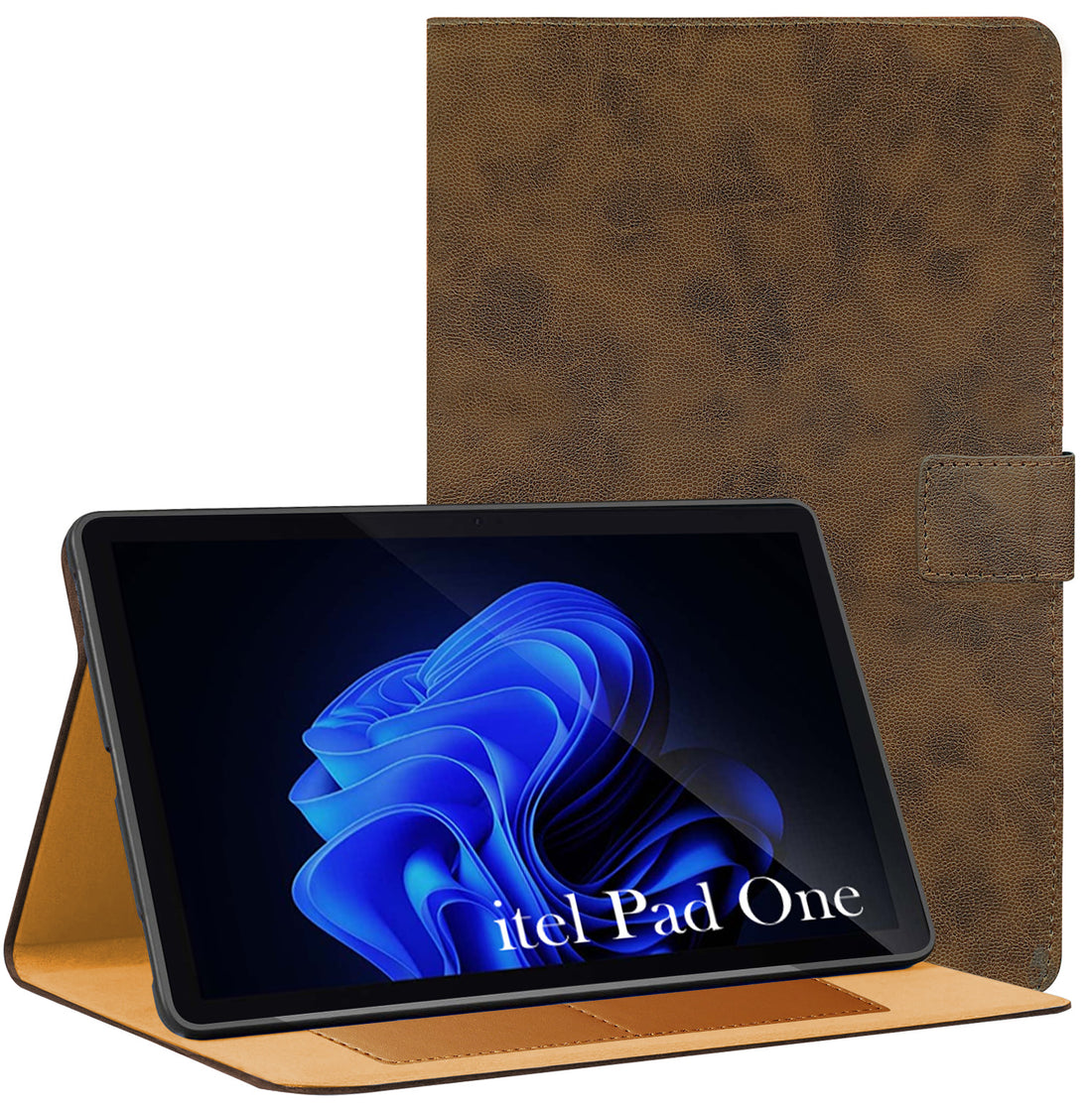 For Itel Pad One 10 Inch Flip Cover Folio Cover (PU Leather | Multi-Angle Smart Stand | Card Storage Slots | Silicone Back Pouch)