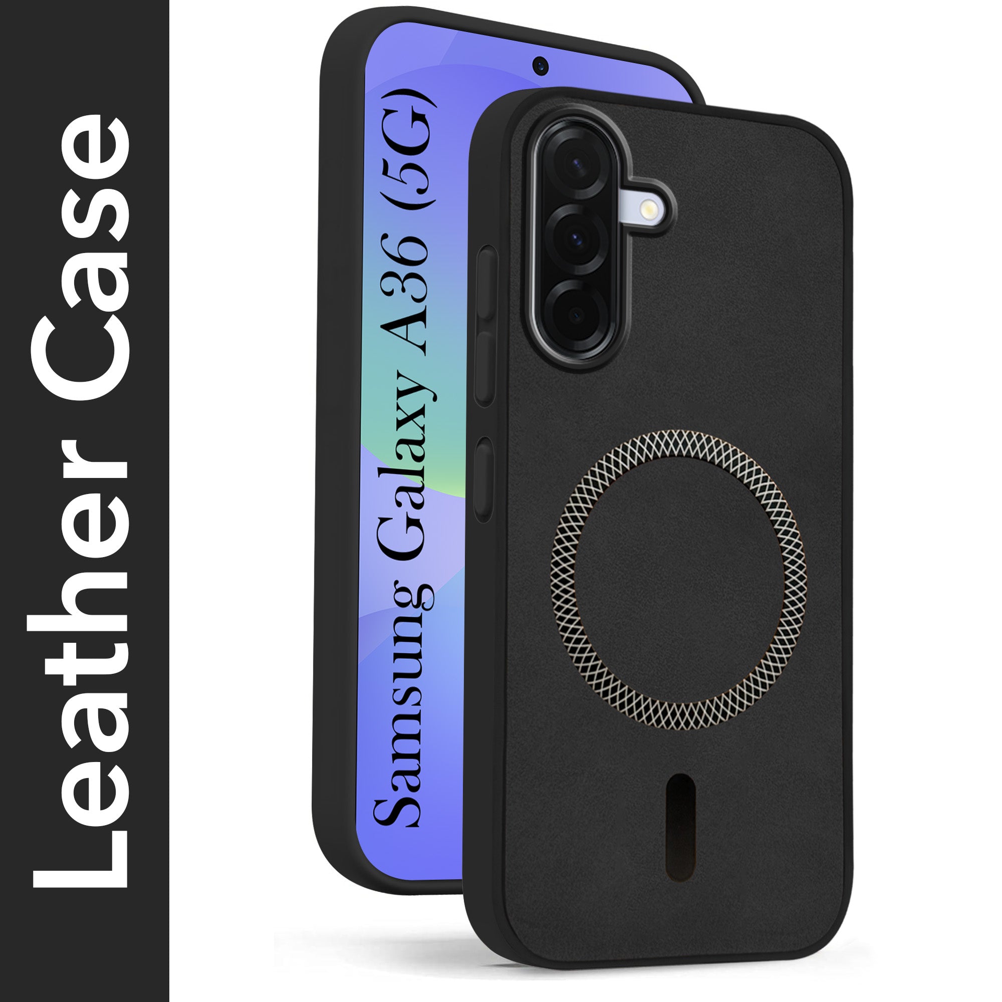 For Samsung Galaxy A36 5G Back Cover Case Leather Finish (MagSafe Compatible Wireless Charging | Soft Touch | Camera Bump Protection)