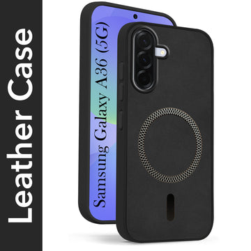 For Samsung Galaxy A36 5G Back Cover Case Leather Finish (MagSafe Compatible Wireless Charging | Soft Touch | Camera Bump Protection)