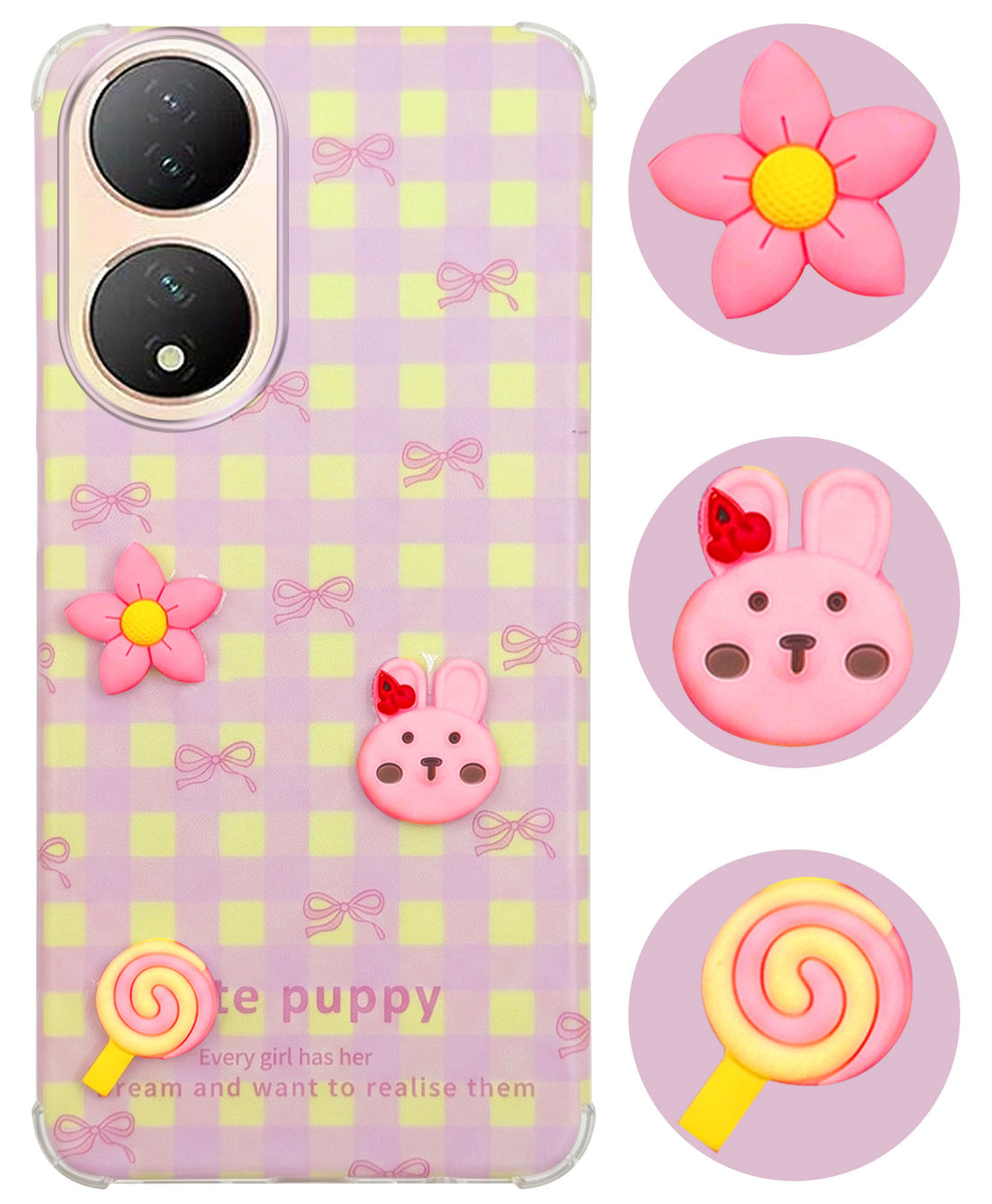 For Vivo Y100 Back Cover Case (3D Cute Cartoons | Hard Back Side Soft | Matte Premium Finish | HD Printing)