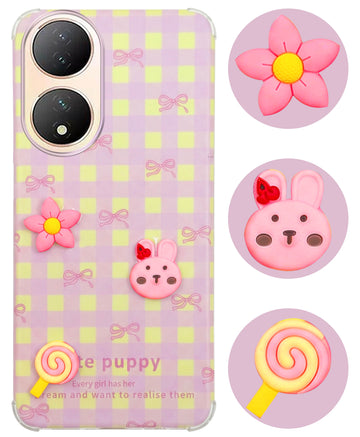 For Vivo Y100 Back Cover Case (3D Cute Cartoons | Hard Back Side Soft | Matte Premium Finish | HD Printing)